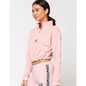 Adidas Light Pink Half-Zip Crop Top